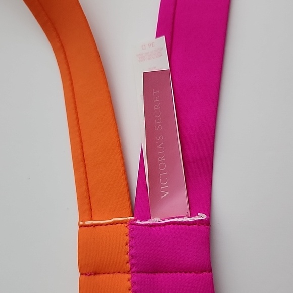 Victoria's Secret Hottie Halter String Bikini Top Push Up Neon  Orange Pink 36D - Picture 10 of 12